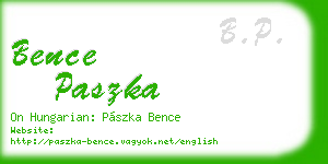 bence paszka business card